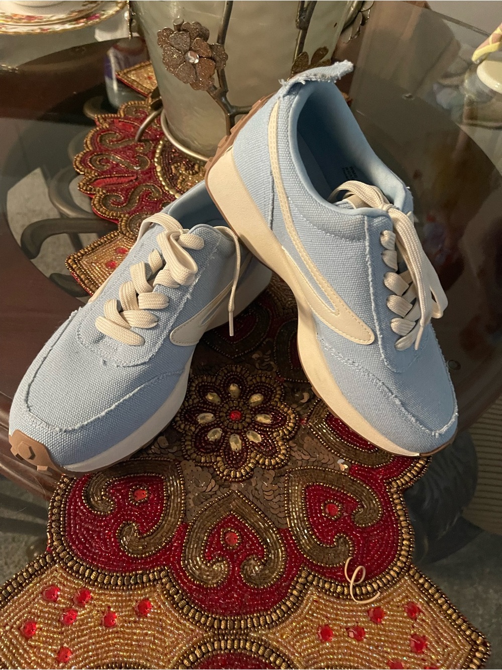 Dolce Vita Pale Blue Sneakers with Cream Details